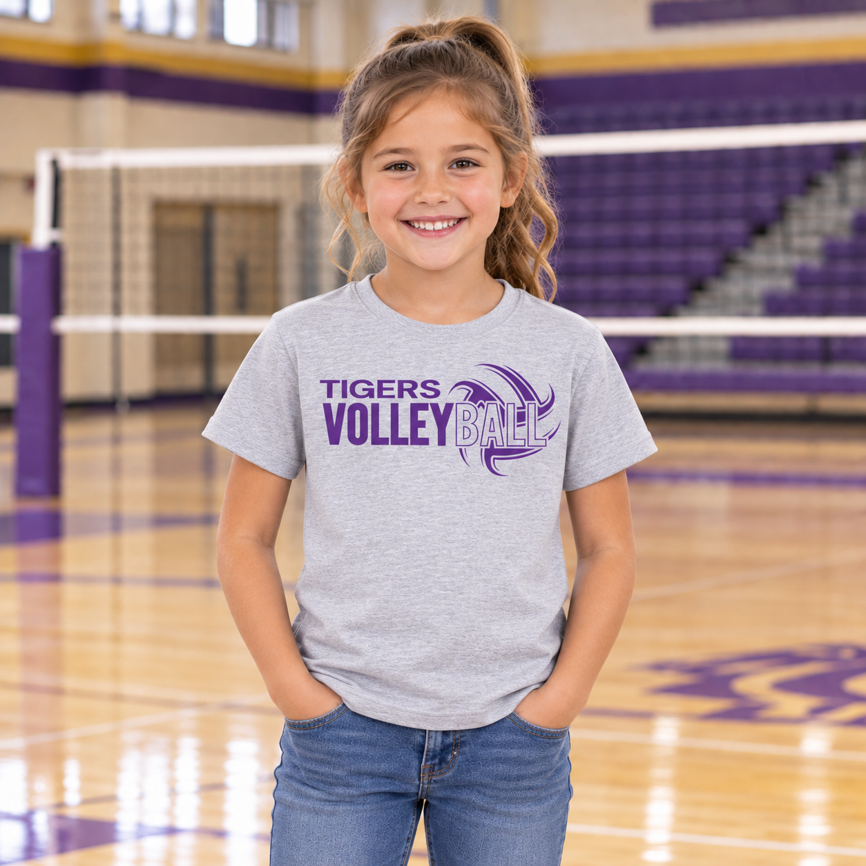 Tri-State Tigers – Tigers Volleyball Swish Purple| Youth District T-Shirt