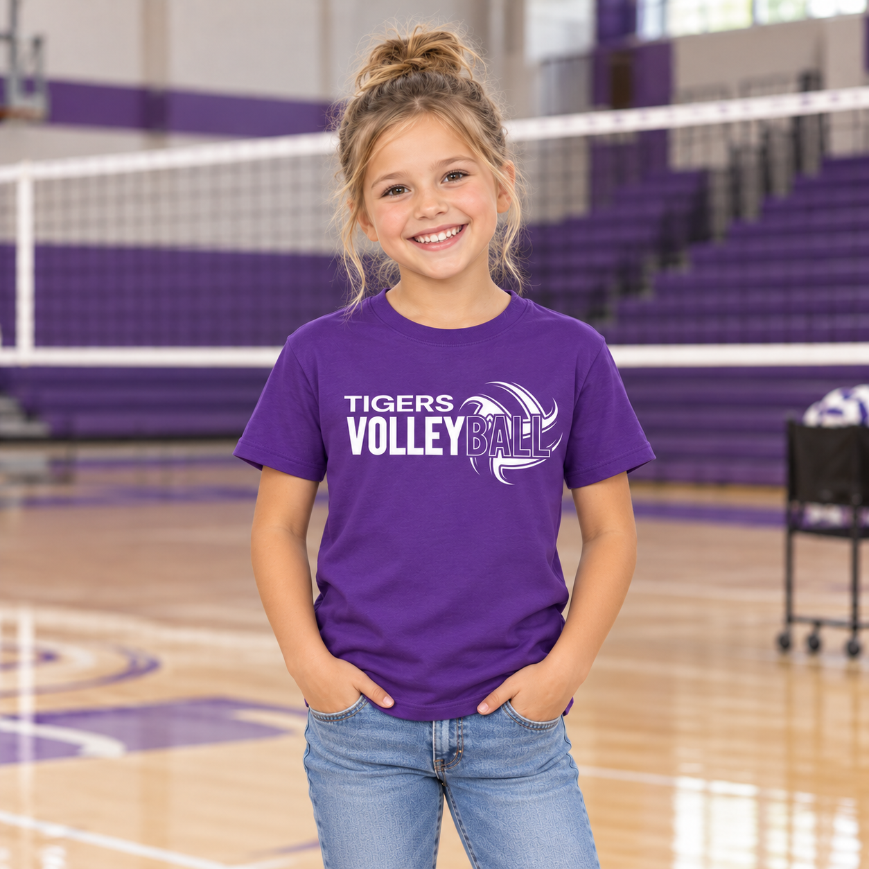 Tri-State Tigers – Tigers Volleyball Swish White| Youth District T-Shirt