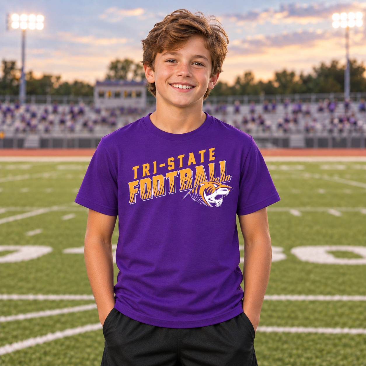 Tri-State Tigers – Tigers Football Stripe | Youth District T-Shirt