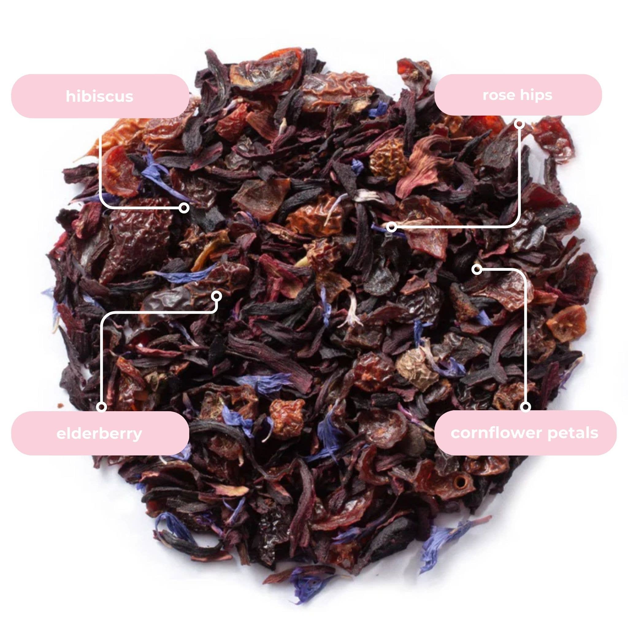 Tea With Tae Hibiscus Rose Herbal Mini Tube Gift (5 Tea Bags)