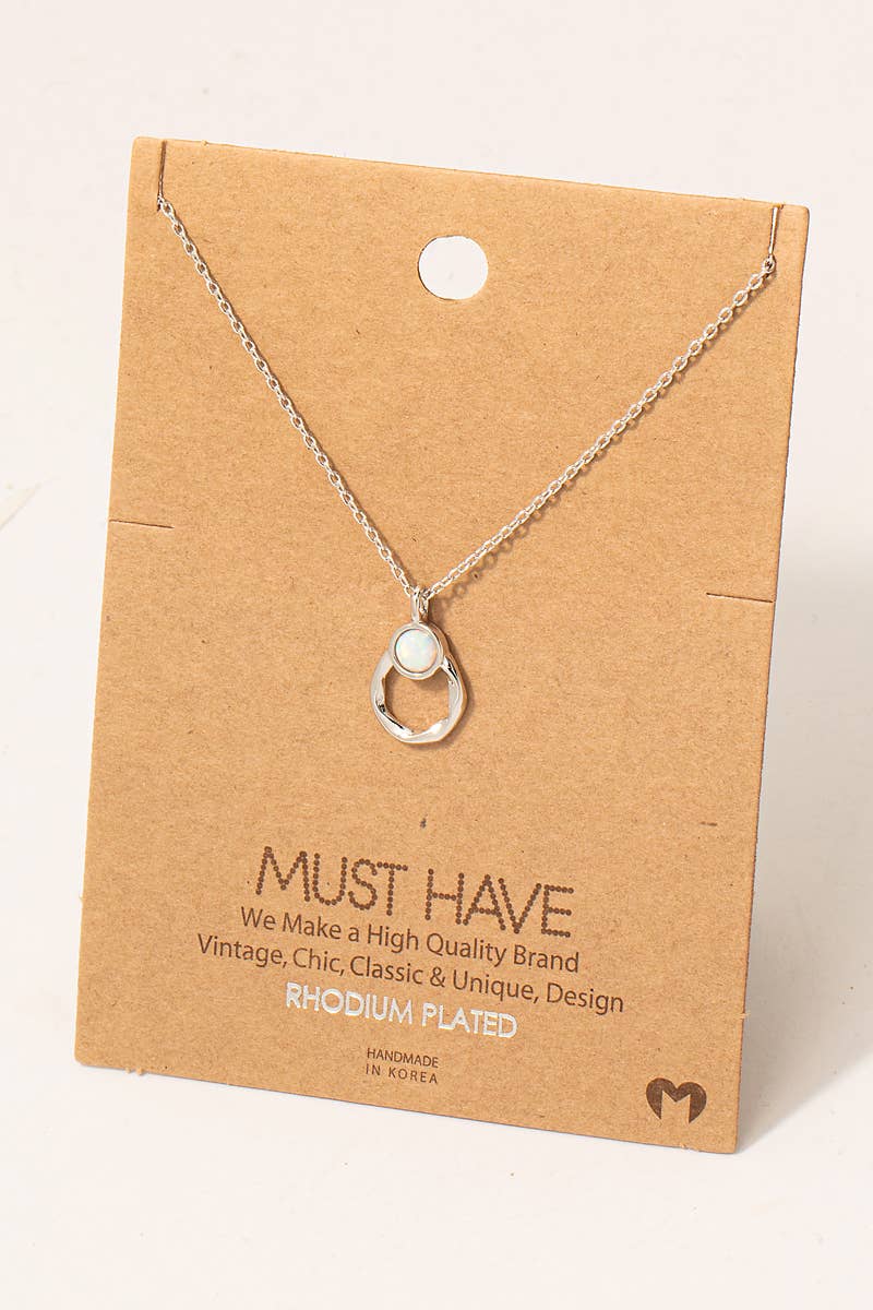 Must Have Opal Circle Pendant Necklace