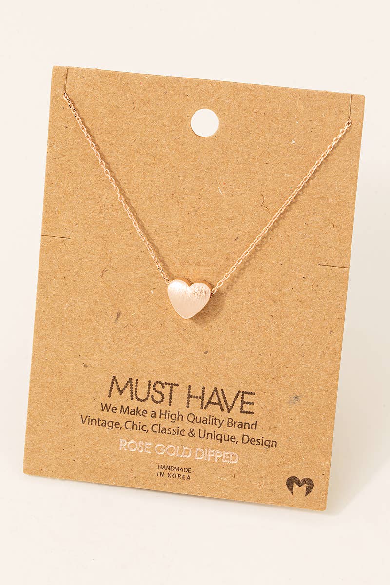 Must Have Brushed Heart Pendant Necklace