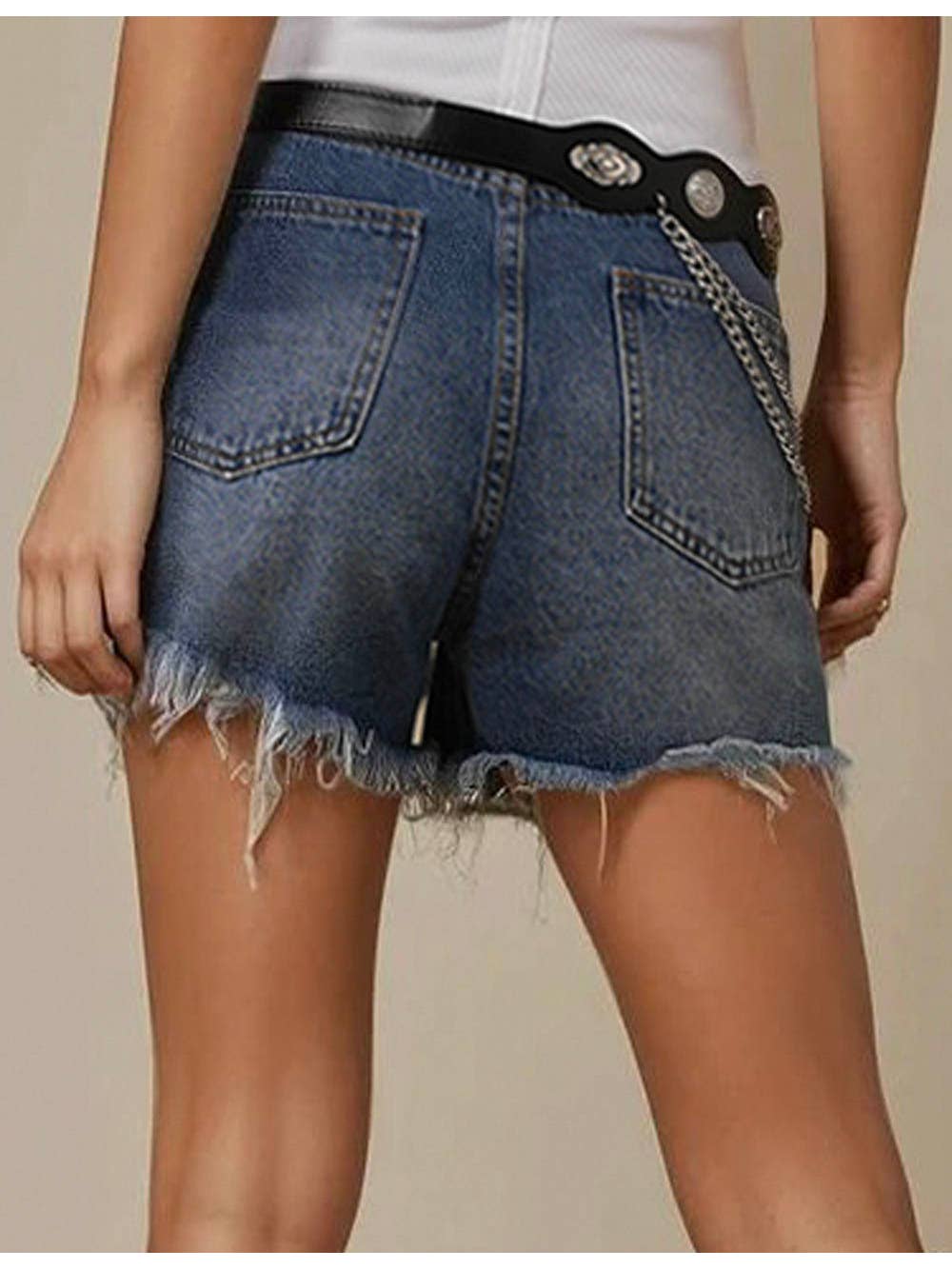 Ladies Distressed High Waist Denim Shorts