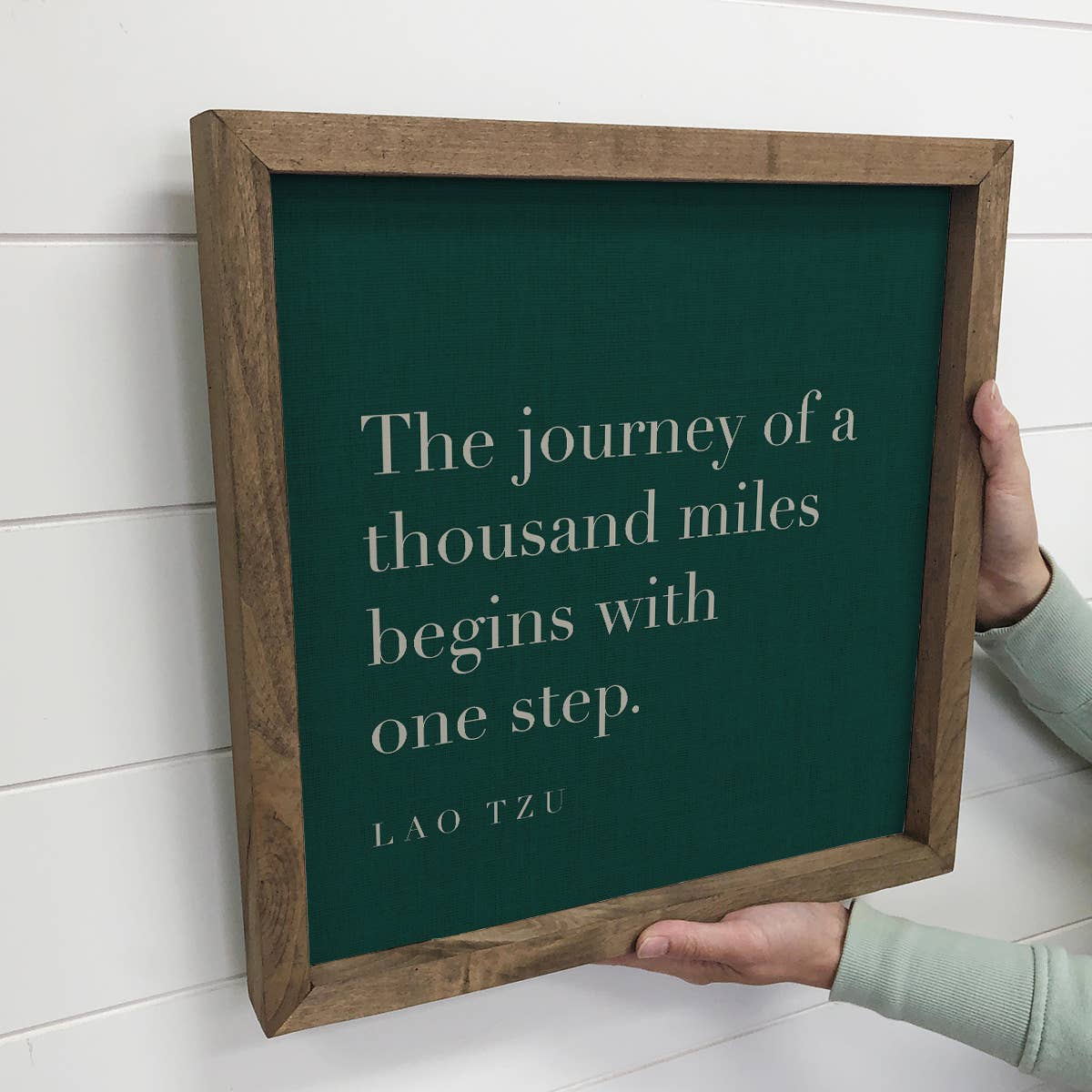 Quote The Journey - Farmhouse Word Sign - Framed Canvas Art 11x11" Small Canvas Art with Wood Box Frame