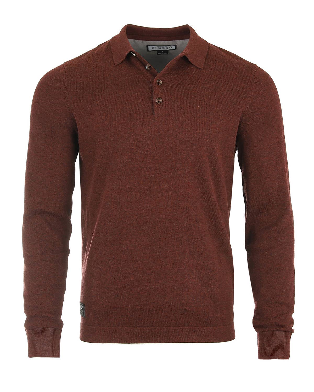 ZIMEGO Men's Polo Sweater Casual Button Pullover: Maroon