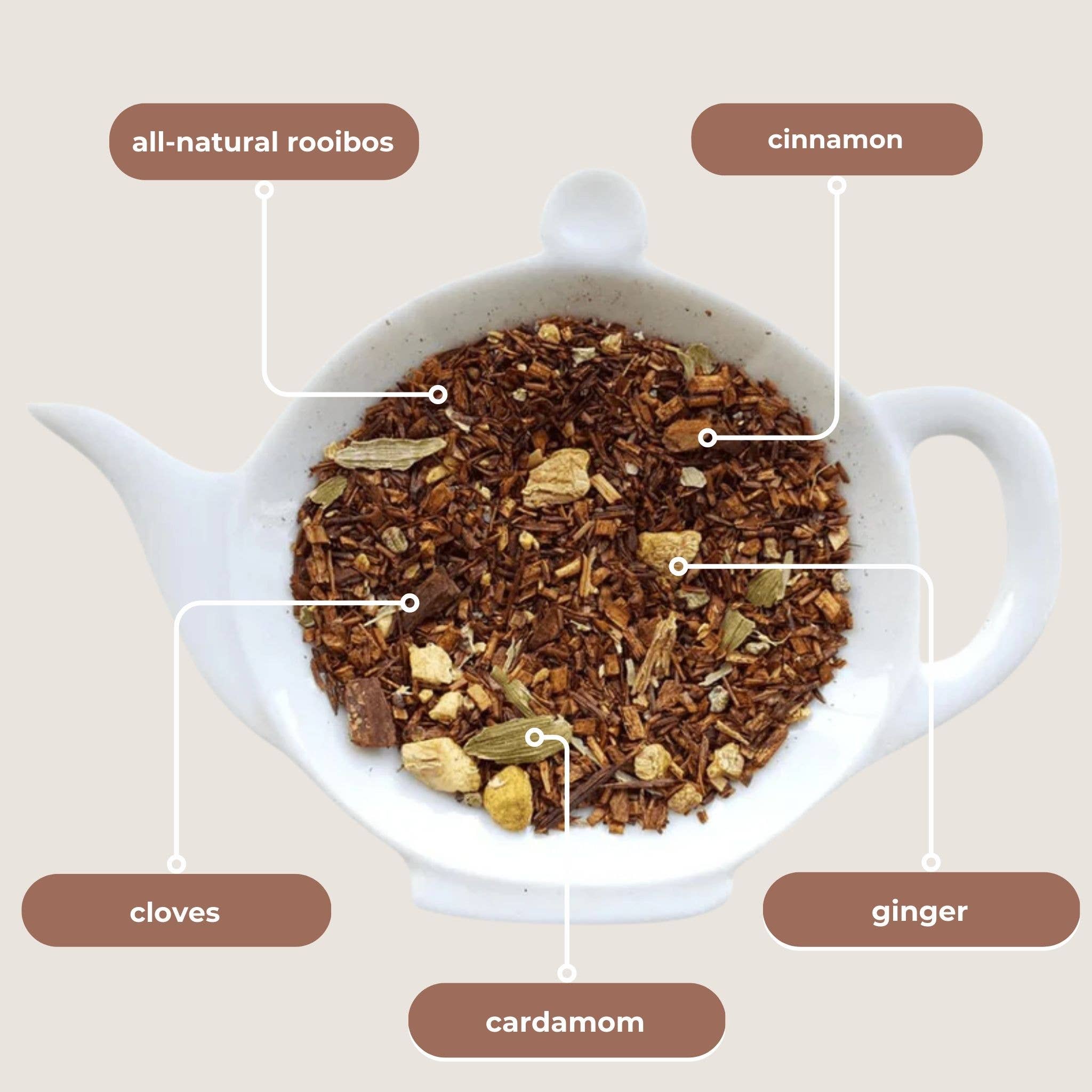 Tea With Tae Rooibos Chai Herbal Decaf Mini Tube Gift (5 tea bags)