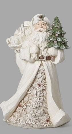 Roman Rustic Poinsettia Santa Figurine – 8.25" Holiday Decor