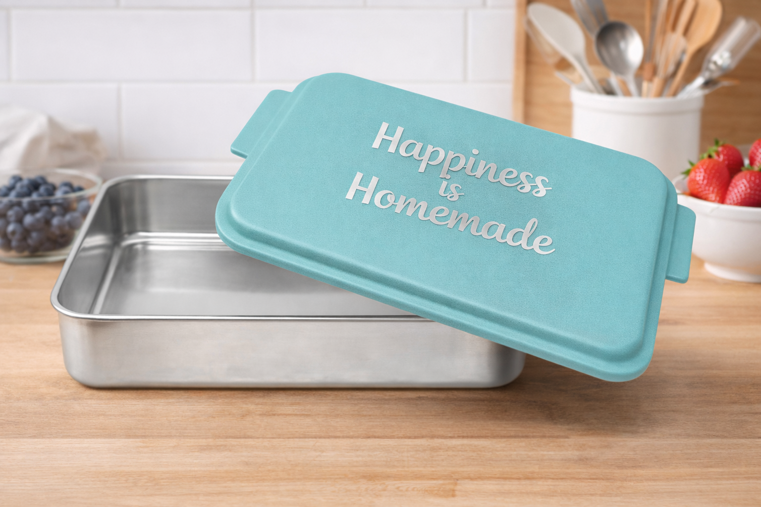 Happiness Is Homemade 9" x 13" Aluminum Cake Pan with Engraved Lid