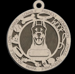 Doberman Pinscher Cropped Ornament With Your Dogs Name Engraved