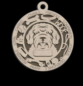 Australian Doodle Ornament With Your Dogs Name Engraved