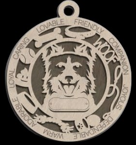 Border Collie With Ears Up Ornament With Your Dogs Name Engraved