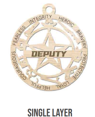 Deputy Ornament Single or Double-Layer Wood Design